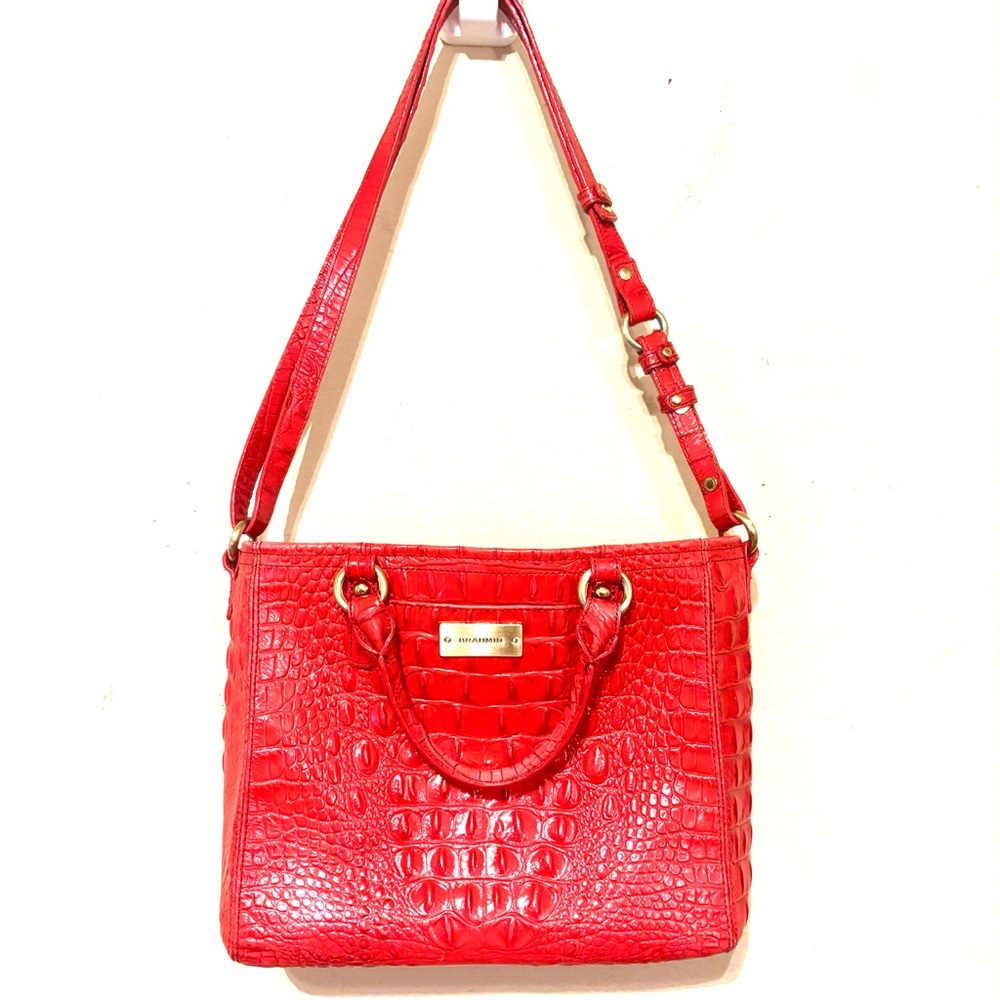 Brahmin Asher Pink Satchel with Crocodile Embossed Texture Purse - Picture 1 of 7